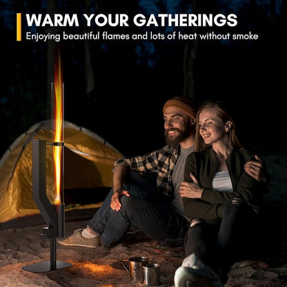 Rayzi 58 Inch Pellet Stove, Patio Heater Wood Pellet Heater, Pellet Fire Pit for Outdoor - Smokeless Wood Pellet Burning Flame, Outside Backyard Bonfire, Fireplace for Camping Patio Garden Picnic