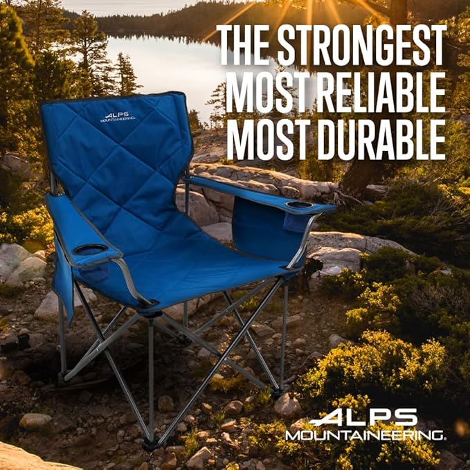 ALPS Mountaineering King Kong Camping Chairs for Adults with Mesh Cup Holders and Pockets, Built Durable and Reliable with Compact Foldable Steel Frame