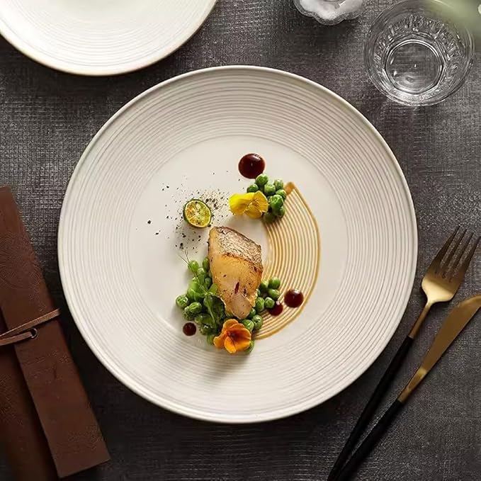 SONGCHAO Party Supplies Dinner Plate Steak Western Plate Household Ceramic Tableware Restaurant Appetizer Plate Pasta Breakfast Plate Party Plates (Color : 18cm)