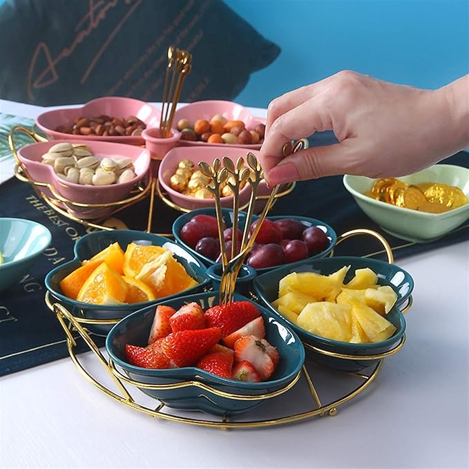 Dipping Bowls Snack Plate Appetizer Plate Ceramic Tableware Household Seasoning Plate Dipping Sauce Plate Fruit Plate Snack Bowl with Bracket Sauce Dish (B)