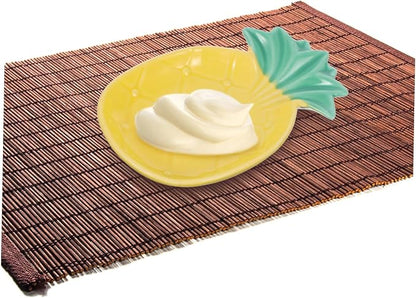 OUNONA 2pcs Ceramic Pineapple Sauce Dish Set Multifunctional Dipping Plates for Appetizers Seasoning Sauce Plates for Home Use and Parties