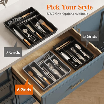 Lifewit Silverware Drawer Organizer Tray, Plastic Cutlery Storage