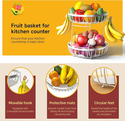 2 Tier Fruit Basket for Kitchen Counter