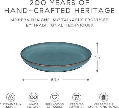 Denby - Azure Coupe Small Plate - 6.7in Blue Glaze Ceramic Everyday Side, Appetizer Plate - Stoneware Dishwasher & Microwave Safe Tableware - Scratch Chip Resistant Dinnerware