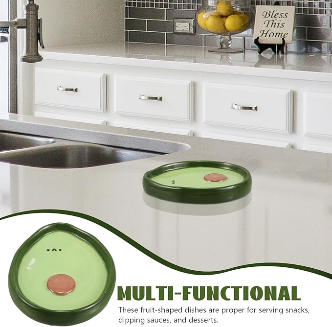 Fruit-shaped Ceramic Plate 4-inch Avocado Design Dipping Sauce Dish Dessert Appetizer Tray for Home Kitchen Party Serving