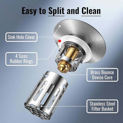 Bathroom Sink Stopper-All Metal Sink Stopper-Universal Fit 99% Bathroom Sink