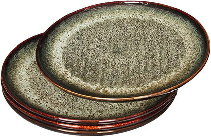 Ceramic Dinner Plates Dish Set,Set of 4,for Lunch snacks -Microwave Oven & Dishwasher Safe,Scratch Resistant,Dinnerware Kitchen Porcelain Serving Dishes 10 Inch Round