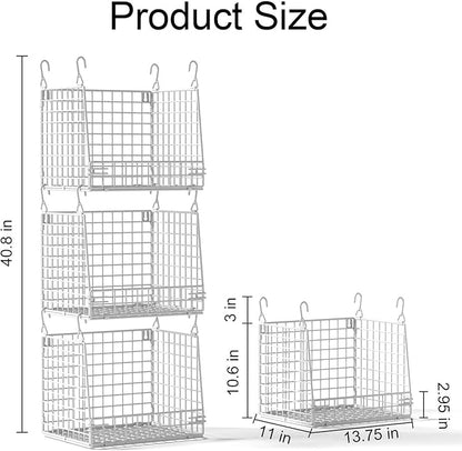 3 Pack Laundry Room Organization and Storage, Hanging Wire Basket