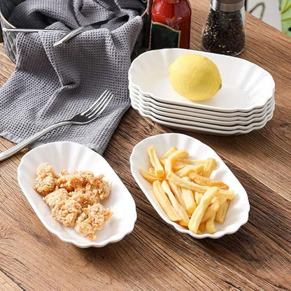 Luxshiny 2pcs Creative Ceramic Snack Plates Appetizer Dishes for Fruit French Fries and Dipping Sauces Elegant Kitchen Serving Plates for Parties and Casual Gatherings