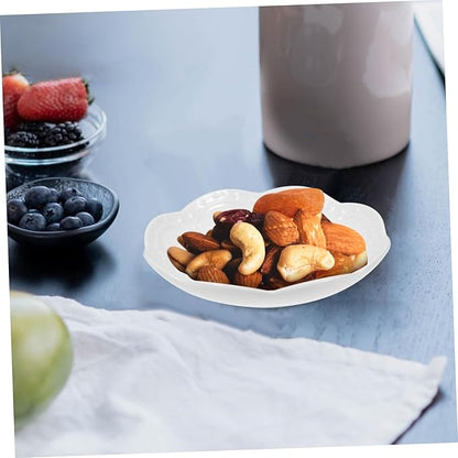 2pcs Flower Embossed Ceramic Dipping Sauce Dish Set White Appetizer Plate for Condiments Small Bowls for Soy Sauce and Snacks