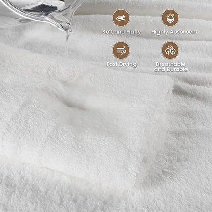 SEMAXE White Bath Towel for Bathroom, 100% Cotton Towel