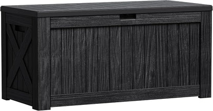 Greesum Outdoor Storage Box 120 Gallon Storage Bin with Lid for Patio Furniture, Garden Tools, Pool Supplies, Lockable, Waterproof and UV Resistant, Black