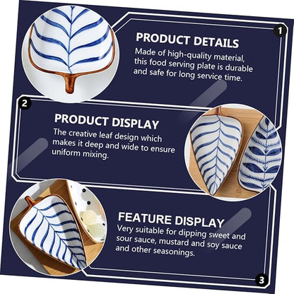Cabilock Leaf Shape Mini Sauce Plates Ceramic Household Dipping Dishes for Snacks Seasonings and Appetizers Easy to Clean for Desserts and Side Dishes