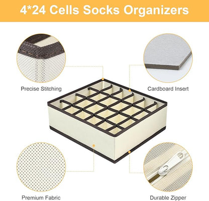 Joyoldelf Sock Drawer Organizer Divider Underwear Organizer 24-cell Fabric