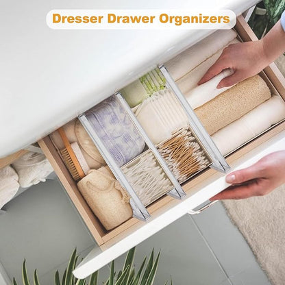 8 Pack 4" High Drawer Dividers for Clothes, 10.6"-16.9" Expandable Drawer