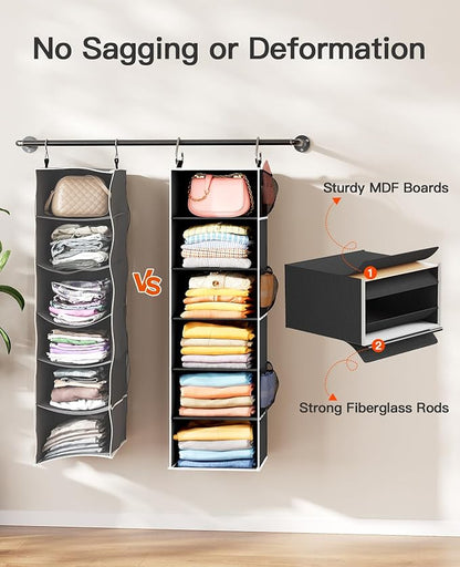 Pipishell Hanging Closet Organizer 6-Shelf, Hanging Shelves