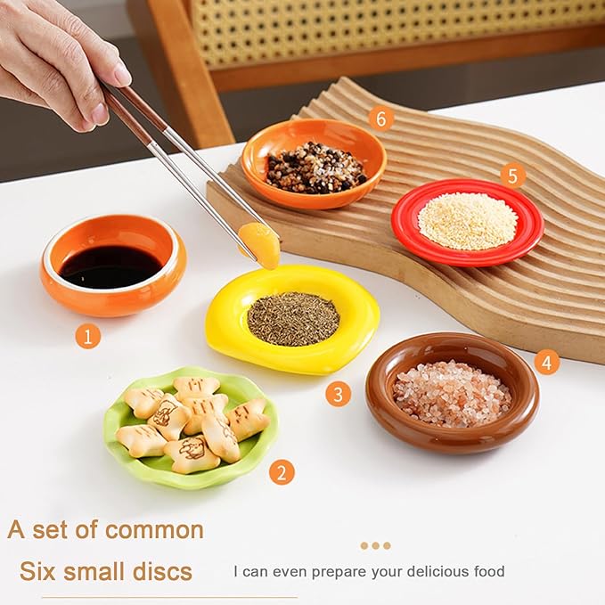 Ceramic Hamburger Plates Set, Stackable Burger 6-Layer Mini Dessert Appetizer Dinner Plates, Novel Tableware Gift (Orange)