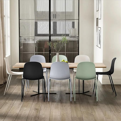 2xhome Modern Stackable Armless Dining Chair | Plastic Shell Seat with Metal Legs | Indoor or Outdoor Use | Home Kitchen Patio (1, Grey, No Padding)