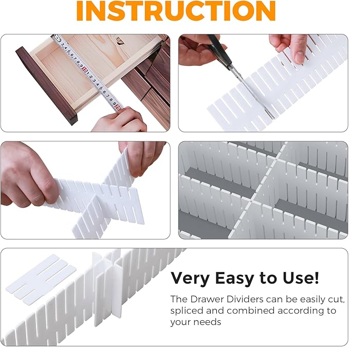 ALBAD Plastic Drawer Dividers Adjustable Drawer Organizer Dividers Separator