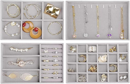Cirhy 4 Stackable Jewelry Trays Organizer Set