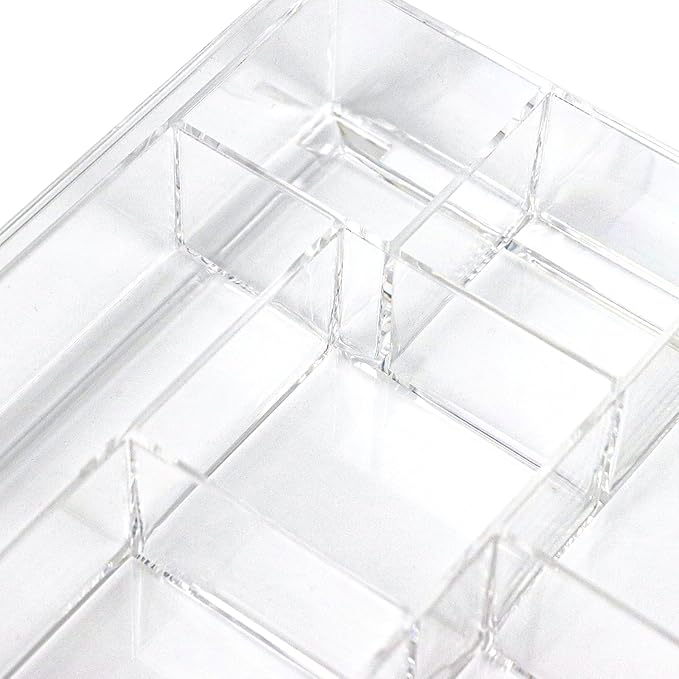 8-Section Clear Drawer Organizer, Large Acrylic Drawer Divider Tray
