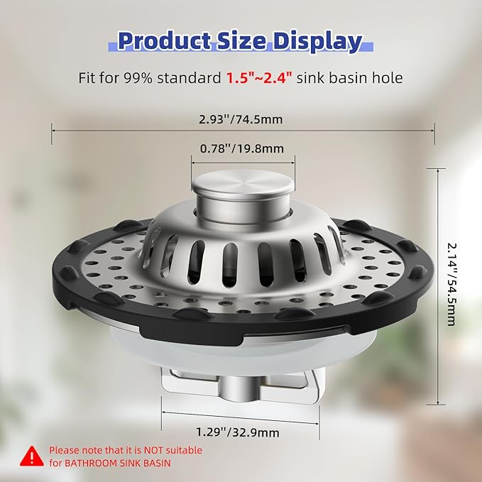 Metal 2 Pack Bathtub Drain Stopper
