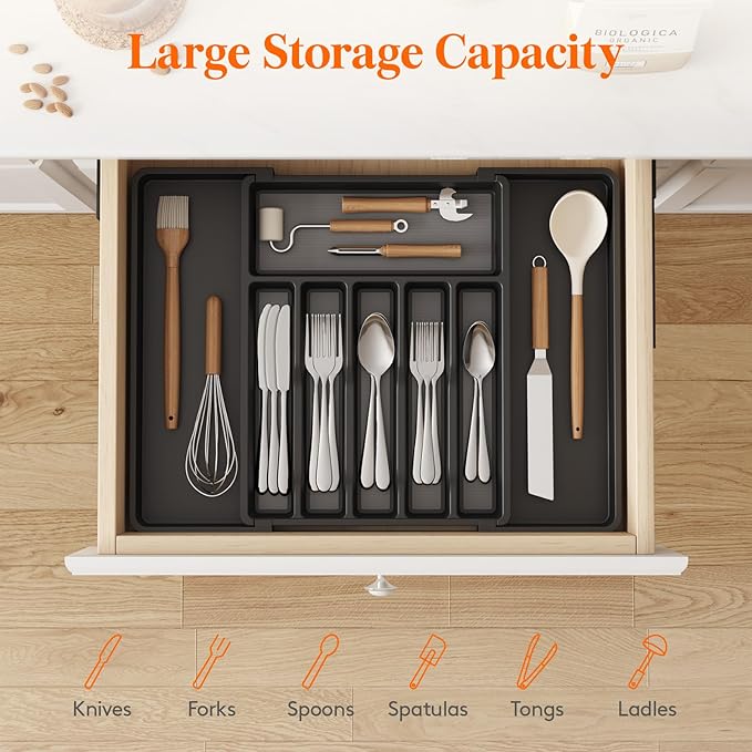 Lifewit Silverware Drawer Organizer, Expandable Utensil Tray