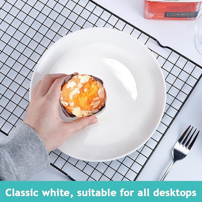 6 Pcs Ceramic Appetizer Plates, 8 Inch Porcelain Salad Plate, Round Porcelain Serving Plate, Small White Ceramic Plates for Appetizers Dessert Salad, Microwave Dishwasher Safe