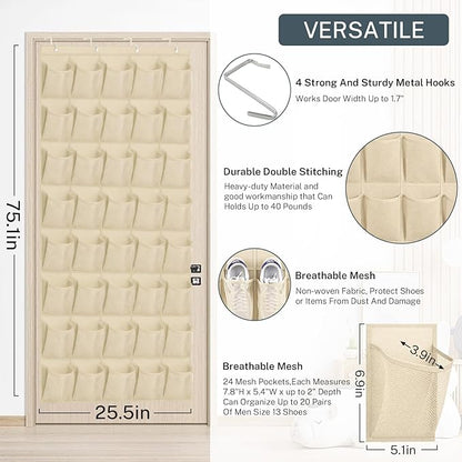 40-Pocket Over the Door Shoe Organizer