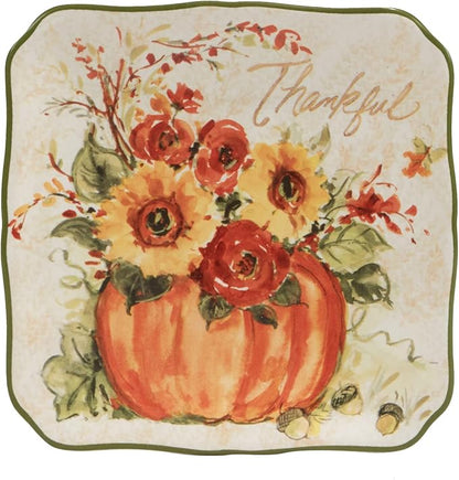 Certified International Harvest Morning 6" Canape/Luncheon Plates, Multicolor, Small, Set of 4 (Pack of 3)