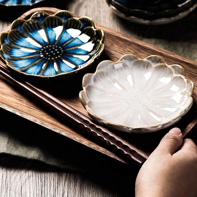 Ceramic Cutlery Salad Bowl Snack Plate Appetizer Plate Ceramic Tableware Household Seasoning Plate Dipping Sauce Plate Bone Plate Vegetable Plate Small Bowl (Color : D)