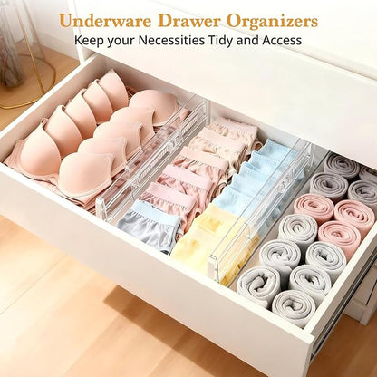 8 Pack 4" High Drawer Dividers for Clothes, 10.6"-16.9" Expandable Drawer