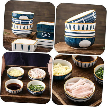 Mikinona 4pcs Japanese Style Sauce Dish Ceramic Plates Appetizer Dishes Seasoning Sauce Trays Kitchen Supply