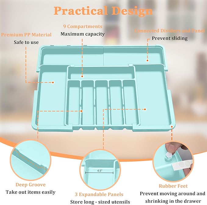 Silverware Organizer Expandable Kitchen Utensil Drawer Organizer Large BPA Free