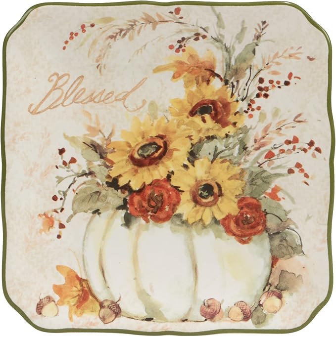 Certified International Harvest Morning 6" Canape/Luncheon Plates, Multicolor, Small, Set of 4 (Pack of 3)