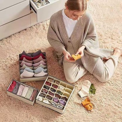 4 Piece Drawer Organiser, Collapsible Non-Woven Sorting Box, Closet Divider