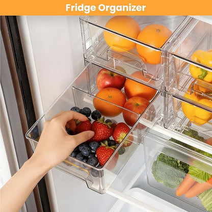 6 Pack Stackable Storage Drawers, Plastic Organizers Bins, Drawers Storage
