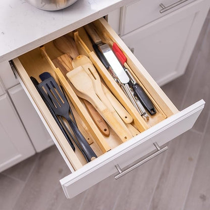 Fabsome Drawer Divider 6 Pack, Bamboo Dresser Organizers