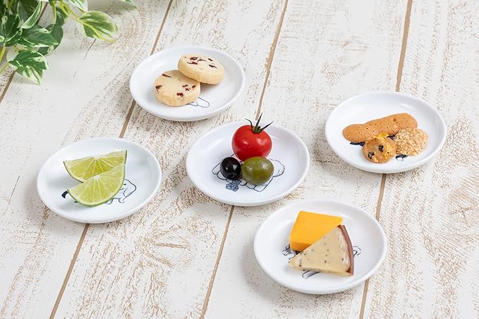 Cute dogs plates,Japense dish Mino ware,Blue glaze,Sushi Soy source dish Set of 5