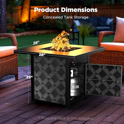 Ciays 28Inch Propane Fire Pit Table, 50,000 BTU Outdoor Gas Fire Pit Table CSA-Certified for Outside Patio with Removable Lid and Lava Rocks, Add Warmth and Ambience to Parties, Backyard, Garden