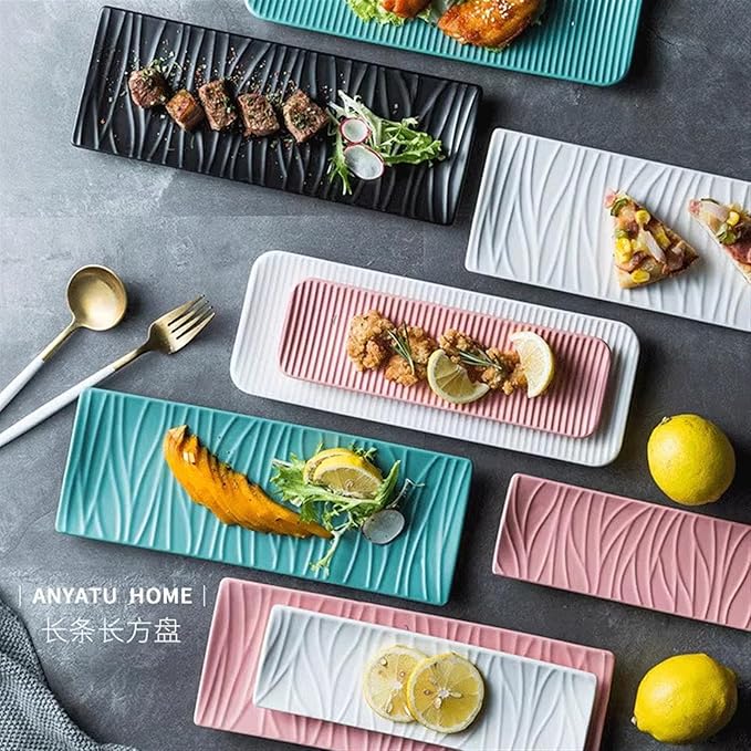 Seasoning Plate 9.4 Inch Ceramic Plate Tree Pattern Rectangular Plate Ceramic Tray for Sushi Appetizer Snack Fruit Cake Serving Tray Serving Tray Presentation Serveware Sauce Plate Keram Sauce Plate