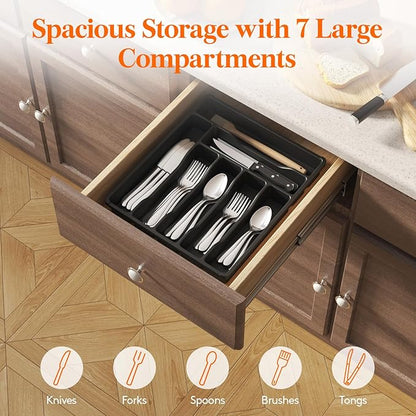 Lifewit Silverware Drawer Organizer Tray, Plastic Cutlery Storage