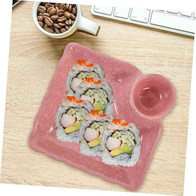 DECHOUS Creative Pink Dipping Bowl Ceramic Appetizer Plates for Sauces Seasonings and Condiments Home Restaurants and Catering Easy to Clean