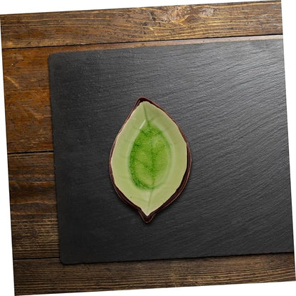 4pcs Ceramic Plate Leaf Shape Appetizer Plates Snack Condiment Bowl Seasoning Bowl Saucer