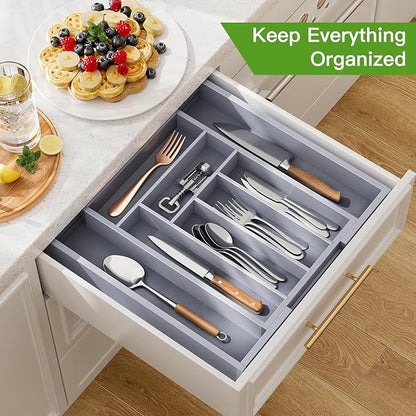 Pipishell Bamboo Expandable Drawer Organizer