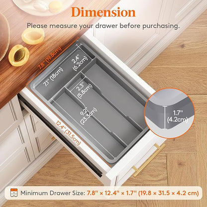 Lifewit Silverware Drawer Organizer Tray, Plastic Cutlery Storage