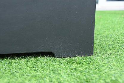 AMS Fireplace | Elementi Square Smooth Dark Black 20 lbs Propane Tank Cover | Concrete GFRC Base | Dimensions: 15.7 x 15.7 x 20 inches | Perfectly Matches with Granville and Bergamo Fire Pit Tables.
