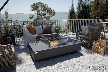 Elementi+ | Cannes Gas Fire Pit Cast Concrete 60" Rectangular Fire Table, Outdoor Fire Pit Electronic Ignition | Canvas Cover, Fire Glass and Burner Lid Included | Dark Gray | Natural Gas