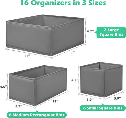 Drawer Clothing Organizer 16-Pack, Fabric Folding Wardrobe Organizer, Can Store