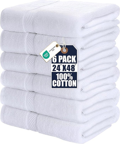 Utopia Towels 6 Pack Medium Bath Towel Set, 24 by 48 Inches, 500 GSM 100% Ring
